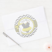 Sticker Rond Baby Girl Tutu Chevron Baby shower d'impression (Enveloppe)