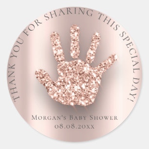 Sticker Rond Baby Hand Douche Faveur Merci Parties scintillant