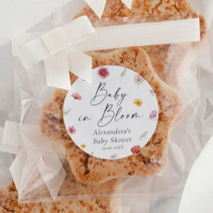 Sticker Rond Baby in Bloom Baby shower Favor
