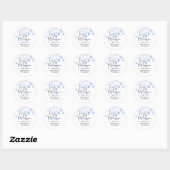 Sticker Rond Baby in Bloom Blue Floral Cute Script (Feuille)