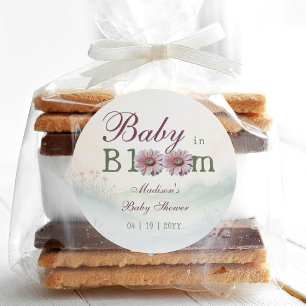 Sticker Rond Baby in Bloom Gerber Daisies Baby shower