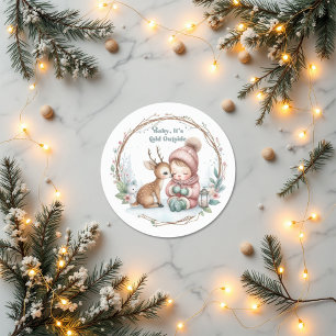 Sticker Rond "Baby It’s Cold Outside" Hiver Wonder Baby shower
