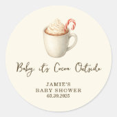 Sticker Rond Baby, It's Cocoa Outside Baby Shower  (Devant)