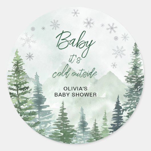 Sticker Rond Baby it's Cold Outside Baby Shower (Devant)