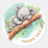 Sticker Rond Baby Koala Baby shower Merci (Devant)