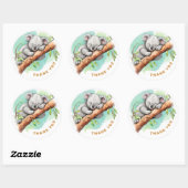 Sticker Rond Baby Koala Baby shower Merci (Feuille)