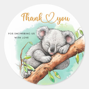 Sticker Rond Baby Koala Baby shower Merci