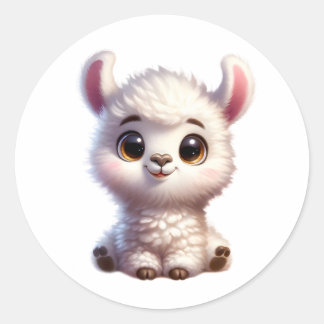 Sticker Rond Baby Lhama