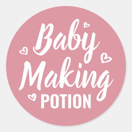 Sticker Rond Baby Making Potion Drôle Douche Merci Coeurs (Devant)