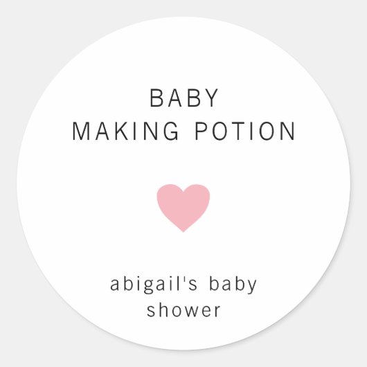Sticker Rond Baby Making Potion Moderne Baby shower fille rose (Devant)