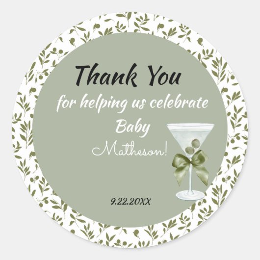 Sticker Rond Baby Martini 'tini-un'  (Devant)