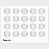 Sticker Rond Baby moderne Croix rose Christening fille Merci (Feuille)