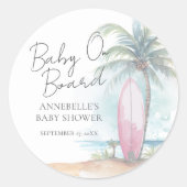 Sticker Rond Baby On Board Beach Baby Shower (Devant)
