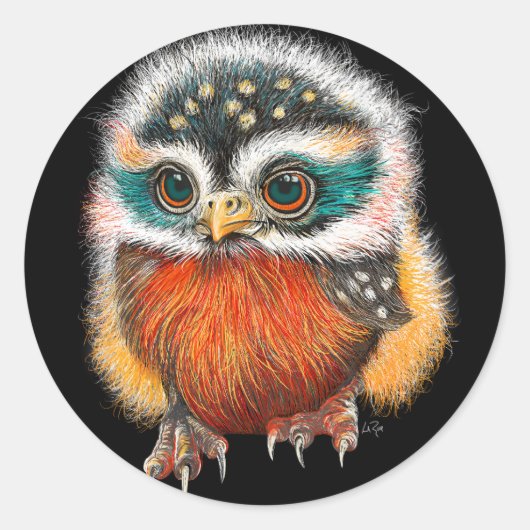 Sticker Rond Baby Owl Art (Devant)