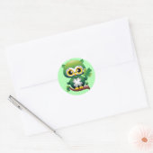 Sticker Rond Baby Owl St Patrick Paddy Cartoon (Enveloppe)