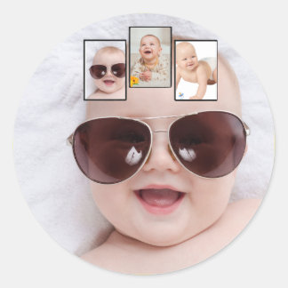 Sticker Rond Baby Photo Picture Montage Magnet