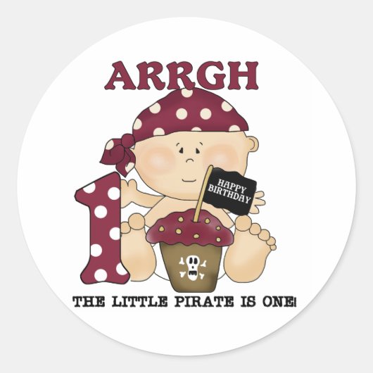 Sticker Rond Baby Pirate 1er Anniversaire Tshirts et cadeaux (Devant)