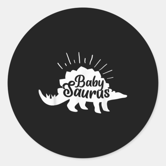 Sticker Rond Baby Saurus Funny Dinosaur Stegosaurus Matching Fa (Devant)