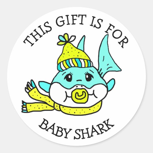 Sticker Rond Baby Shark, Ce cadeau si pour Gift Tag Noël (Devant)