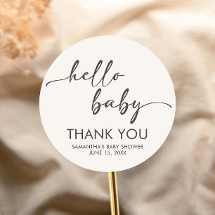 Sticker Rond Baby-Shopping Minimaliste Bonjour Bébé