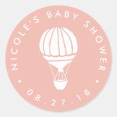 Sticker Rond Baby shower à ballon à air chaud Peach (Devant)