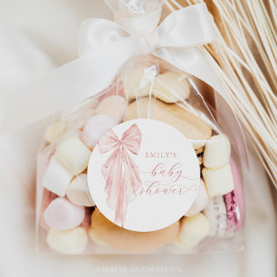 Sticker Rond Baby shower à boue rose - Ruban d'aquarelle minima