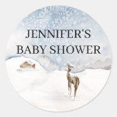 Sticker Rond Baby shower à feuillage persistant aquarelle (Devant)