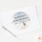 Sticker Rond Baby shower à feuillage persistant aquarelle (Enveloppe)