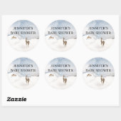 Sticker Rond Baby shower à feuillage persistant aquarelle (Feuille)