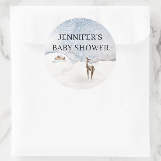 Sticker Rond Baby shower à feuillage persistant aquarelle (Sac)