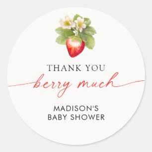 Sticker Rond Baby Shower à la fraise Berry Sweet