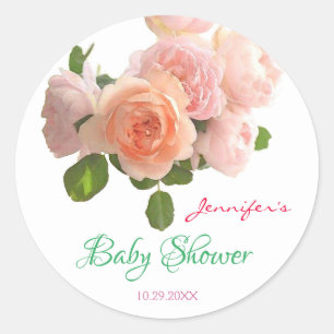 Sticker Rond Baby shower à la main Fleurs Modèles florales 