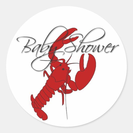Sticker Rond Baby shower à langouste rouge (Devant)
