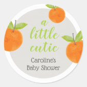 Sticker Rond Baby shower à l'aquarelle Bébé orange mignon petit (Devant)