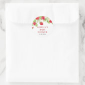 Sticker Rond Baby shower à l'aquarelle tendance Meadow Strawber (Sac)