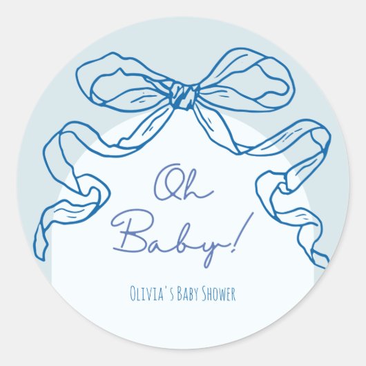 Sticker Rond Baby shower à mâchoire blanche rétro (Devant)