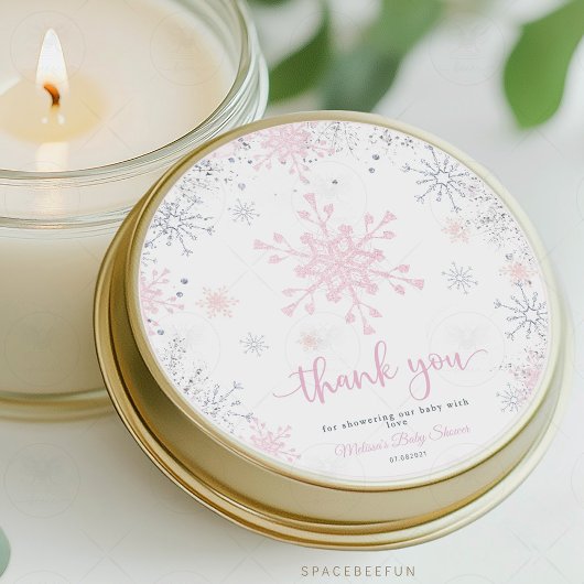 Sticker Rond Baby shower à neige