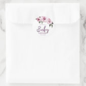 Sticker Rond Baby shower à parties scintillant violet bordeaux  (Sac)