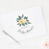 Sticker Rond Baby shower à petits pois citrons (Enveloppe)