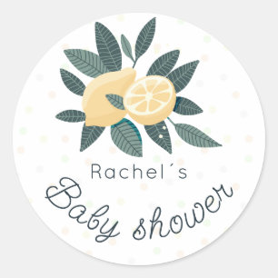 Sticker Rond Baby shower à petits pois citrons