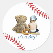 Sticker Rond Baby shower À Thème De Baseball (Devant)