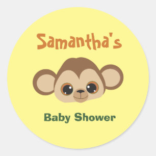 Sticker Rond Baby shower à thème Singe mignon