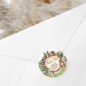 Sticker Rond Baby shower à tranches de bois