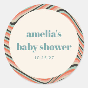 Sticker Rond Baby shower Abstrait Aqua Peach