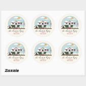 Sticker Rond Baby shower Adventure Green Camper Lumberjack (Feuille)
