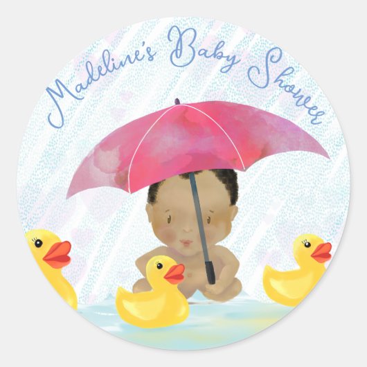 Sticker Rond Baby shower afro-américain en caoutchouc Ducky (Devant)