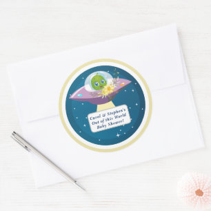 Sticker Rond Baby shower Alien