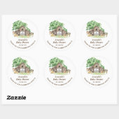 Sticker Rond Baby shower animal agricole rustique (Feuille)