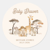 Sticker Rond Baby shower animalier sauvage (Devant)