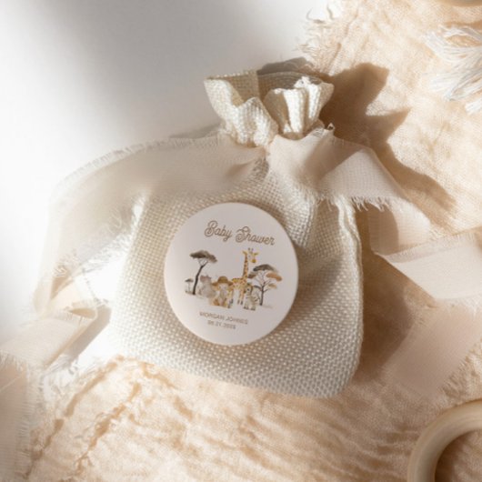 Sticker Rond Baby shower animalier sauvage